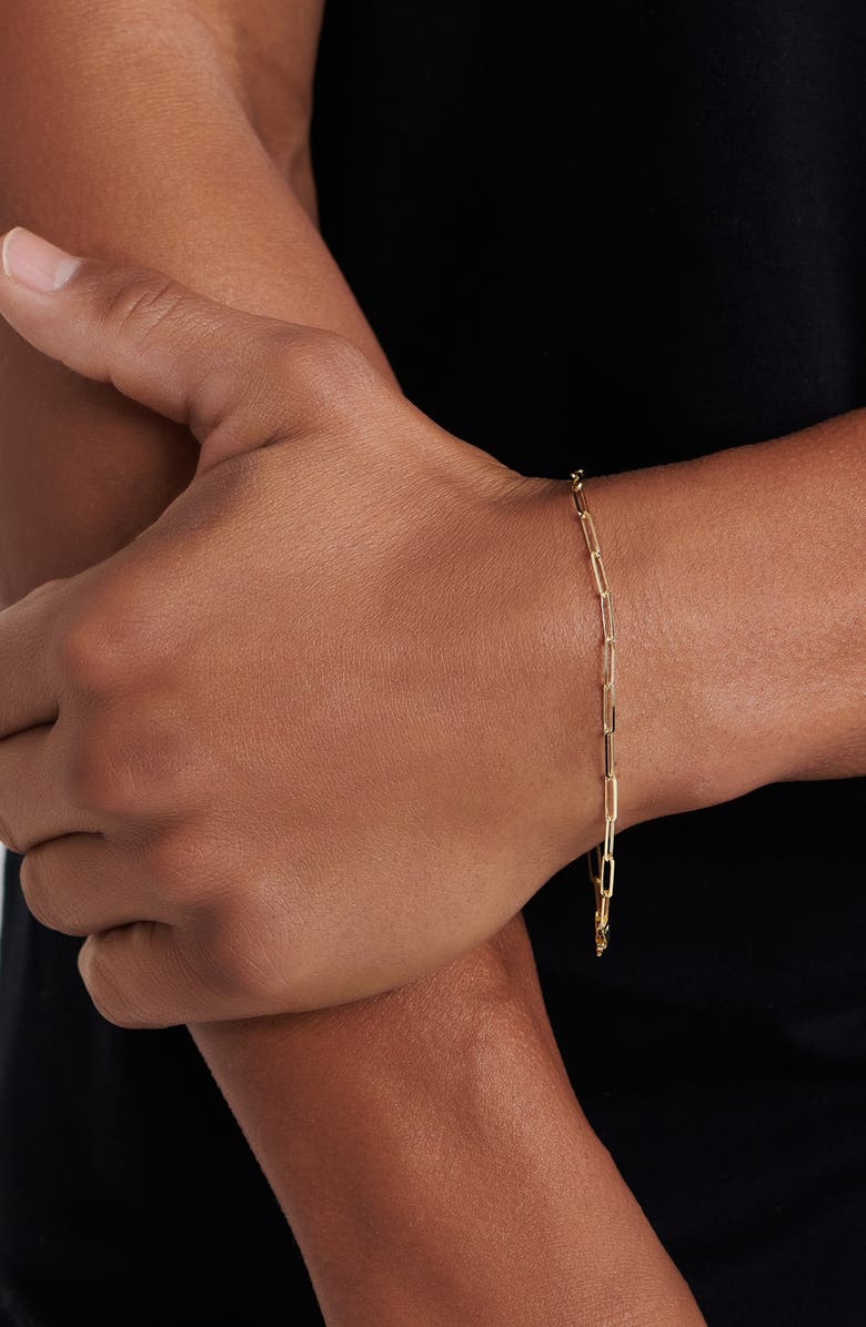 DEVATA 14K Gold Paperclip Chain Bracelet, Alternate, color, Gold