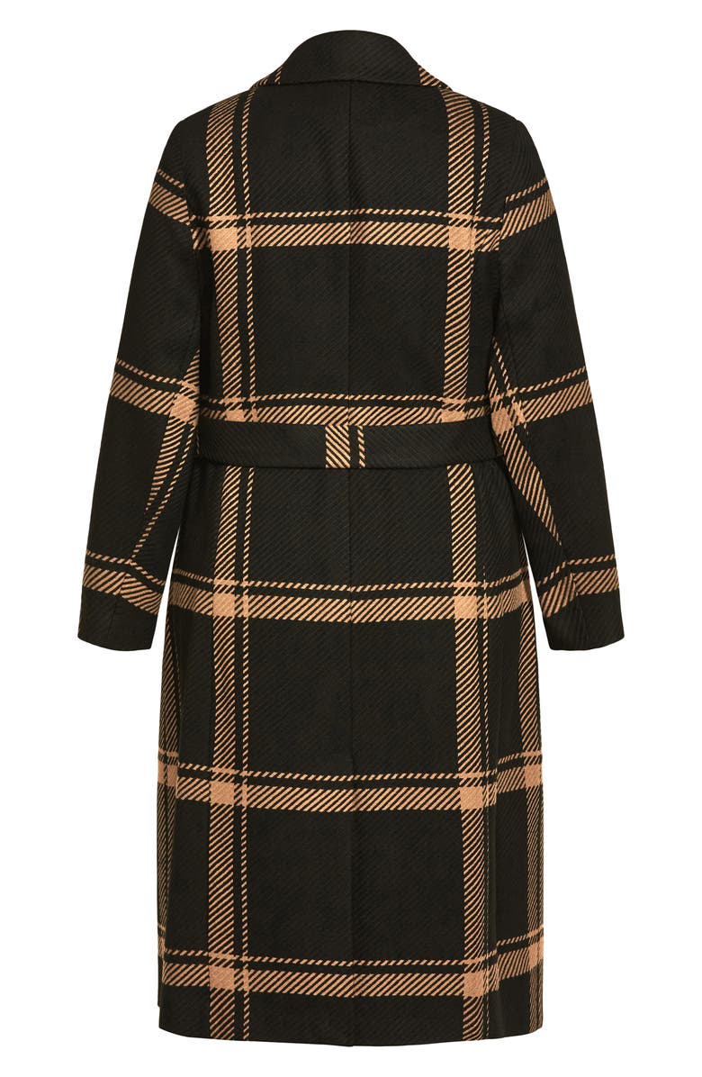 City Chic Checkmate Tie Waist Coat, Alternate, color,