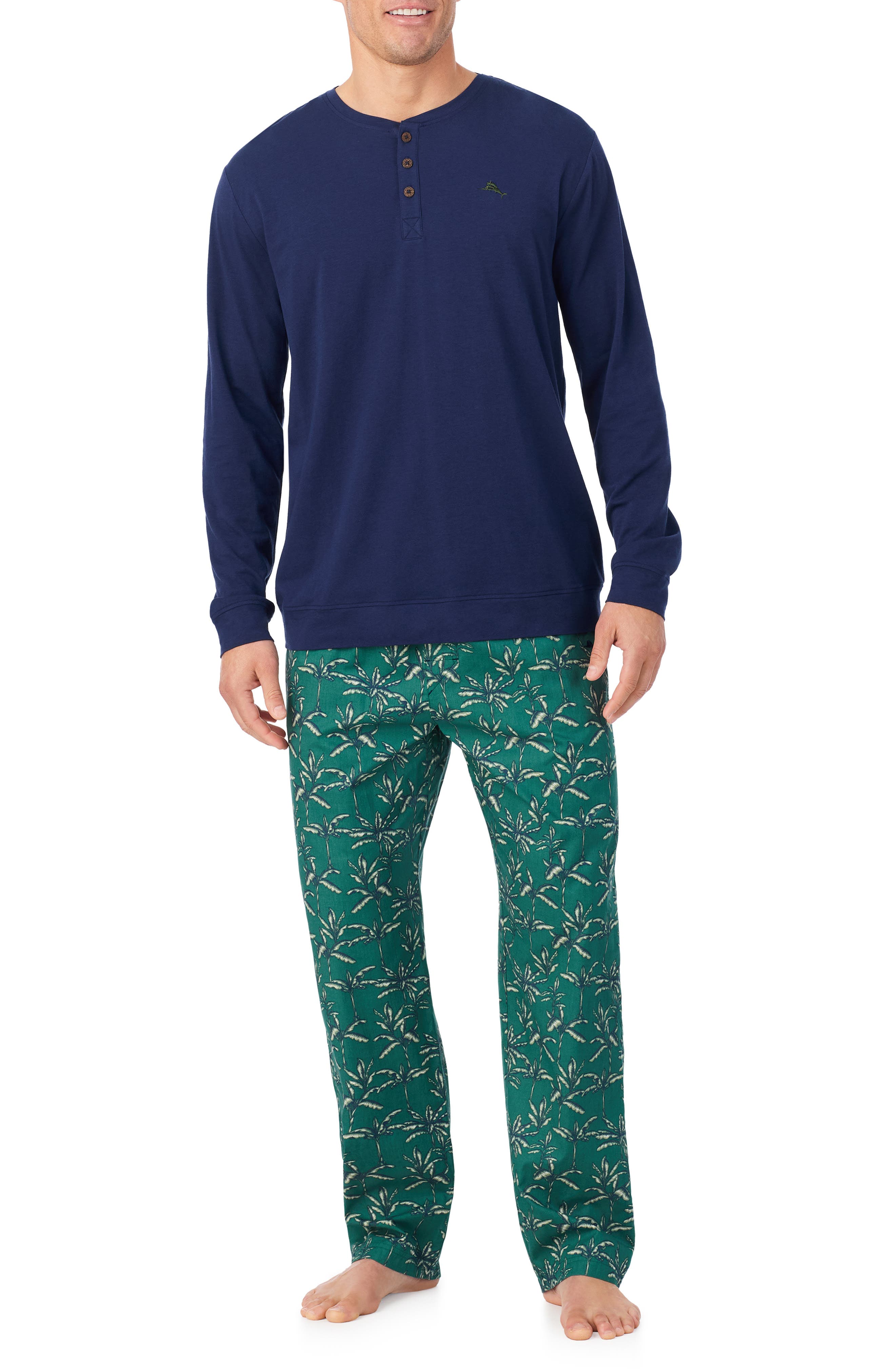 Tommy Bahama Long Sleeve Cotton & Modal Henley Pajama Top