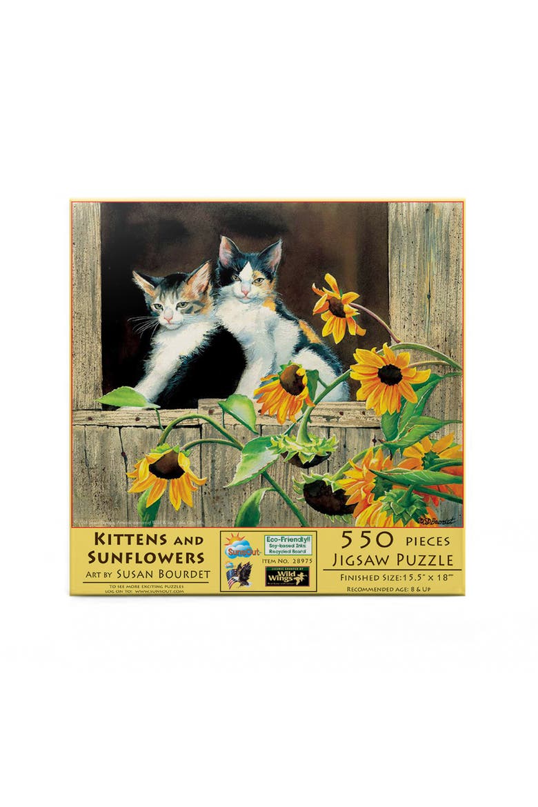 Kittens and Sunflowers 550 piece Jigsaw Puzzle for Adults, Alternate, color, Multicolor