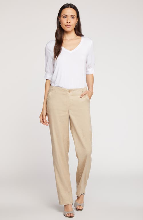 Shop Nydj Marilyn Linen Blend Straight Leg Pants In Feather