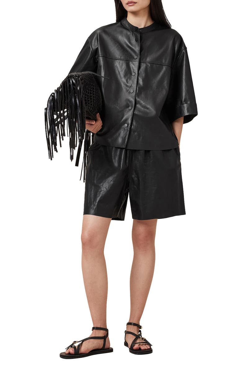 AllSaints Arla Lea Leather Shorts, Alternate, color,