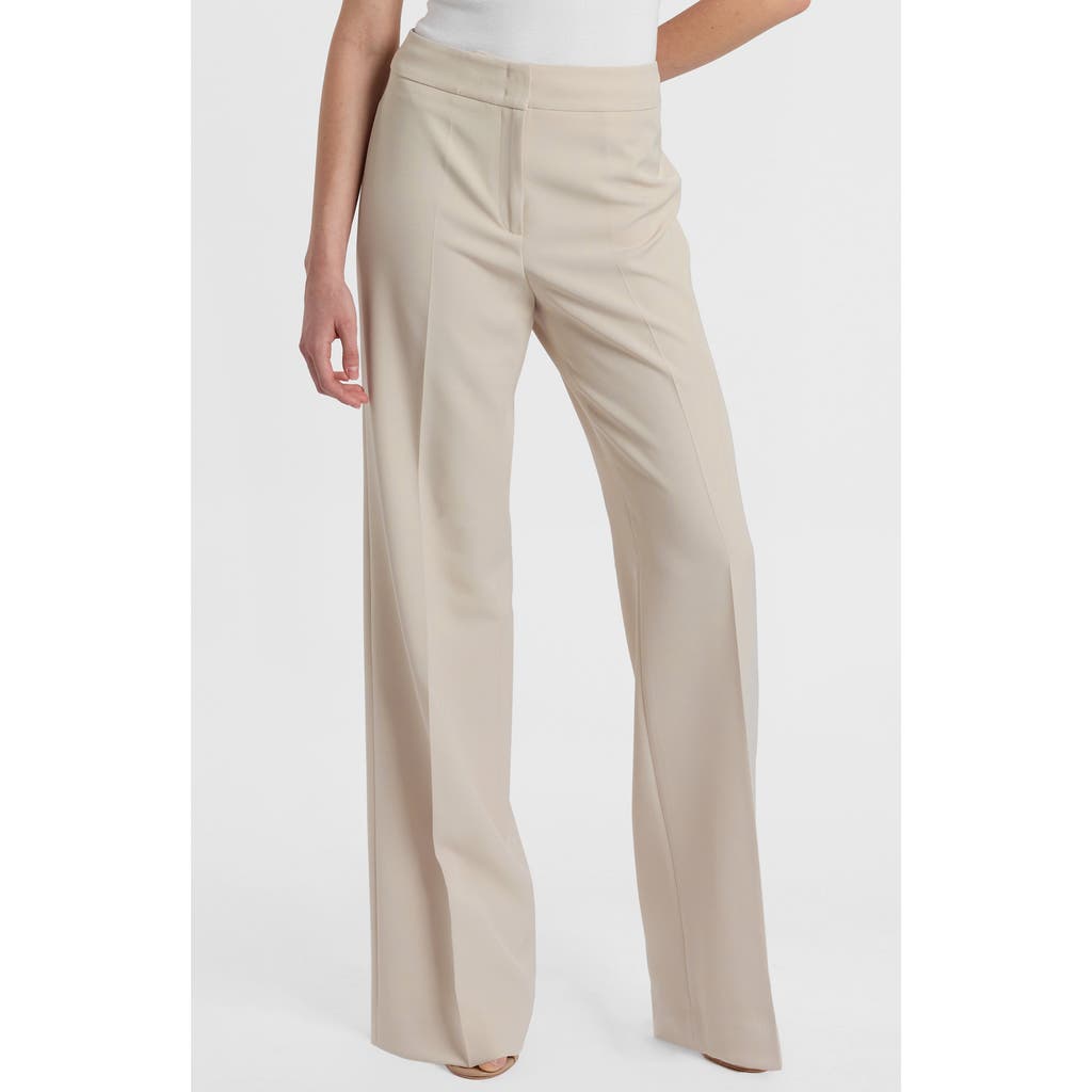 Santorelli Camila Wide Leg Pant in Soft Stretch Crepe in Beige at Nordstrom, Size 12