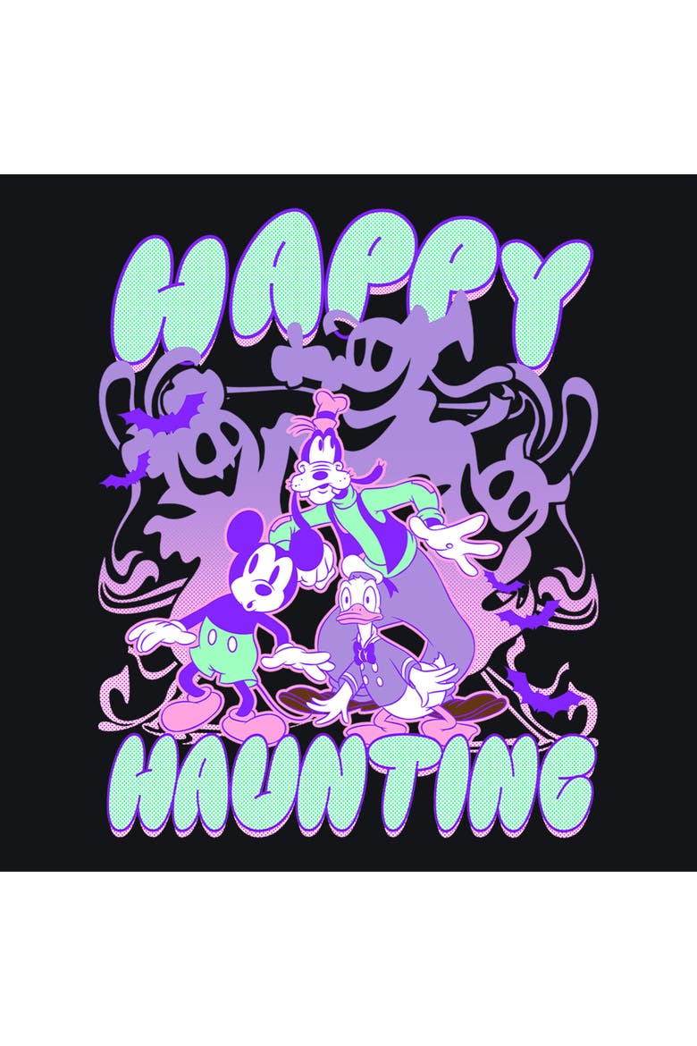 Mens Mickey & Friends Happy Haunting T Shirt, Alternate, color, Black