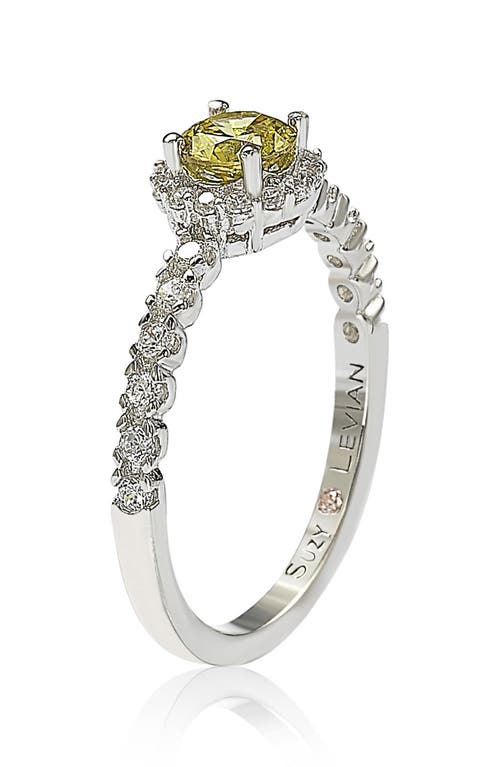 Suzy Levian Diamonds Sterling Silver Yellow Sapphire & Lab Grown White Sapphire Ring In Yellow/silver