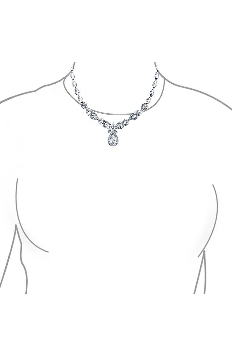 BLING JEWELRY Bridal Pave CZ Teardrop Necklace & Earrings Set, Alternate, color, Grey