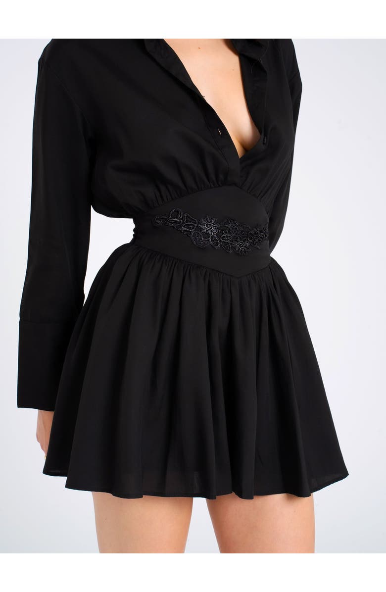 Miss Circle Jamilia Locyell Mini Shirt Dress with Waist Detail, Alternate, color, Black