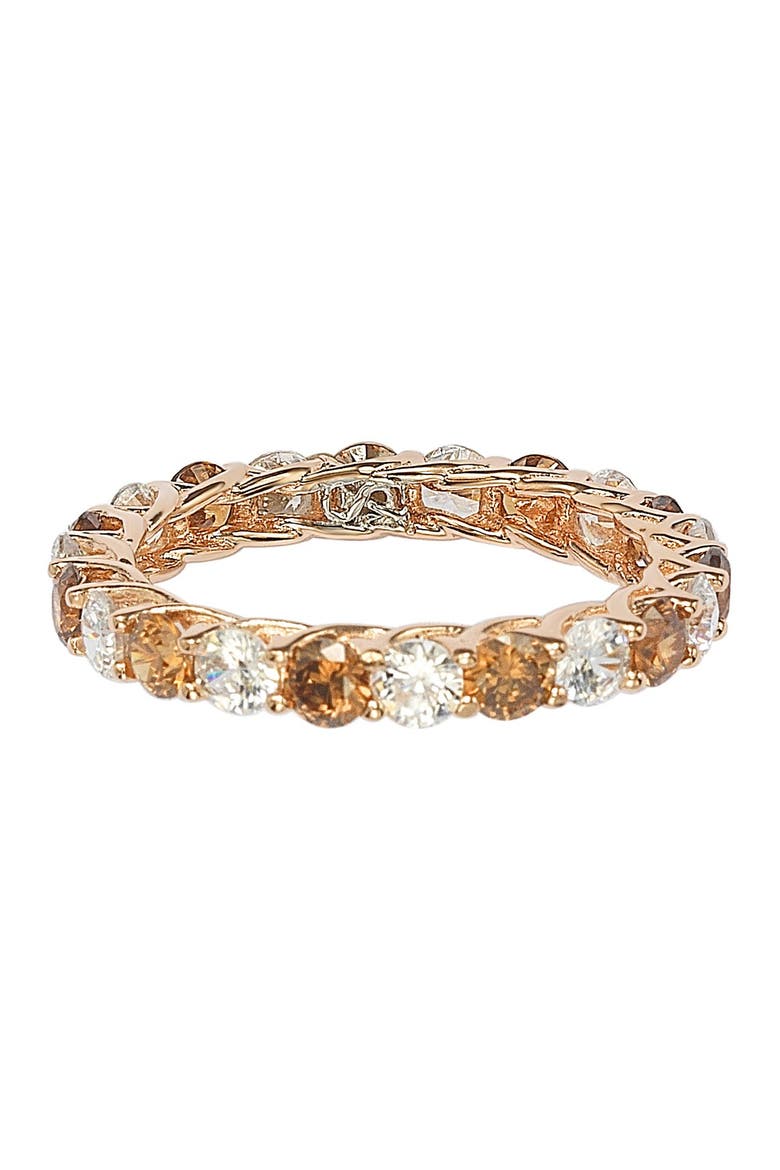 Rose-Tone Prong Set Round CZ Eternity Band Ring, Alternate, color, BROWN