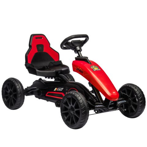 Kids Pedal Go Kart with Adjustable Seat Swing Axle Handbrake Shock Absorbing Wheels
