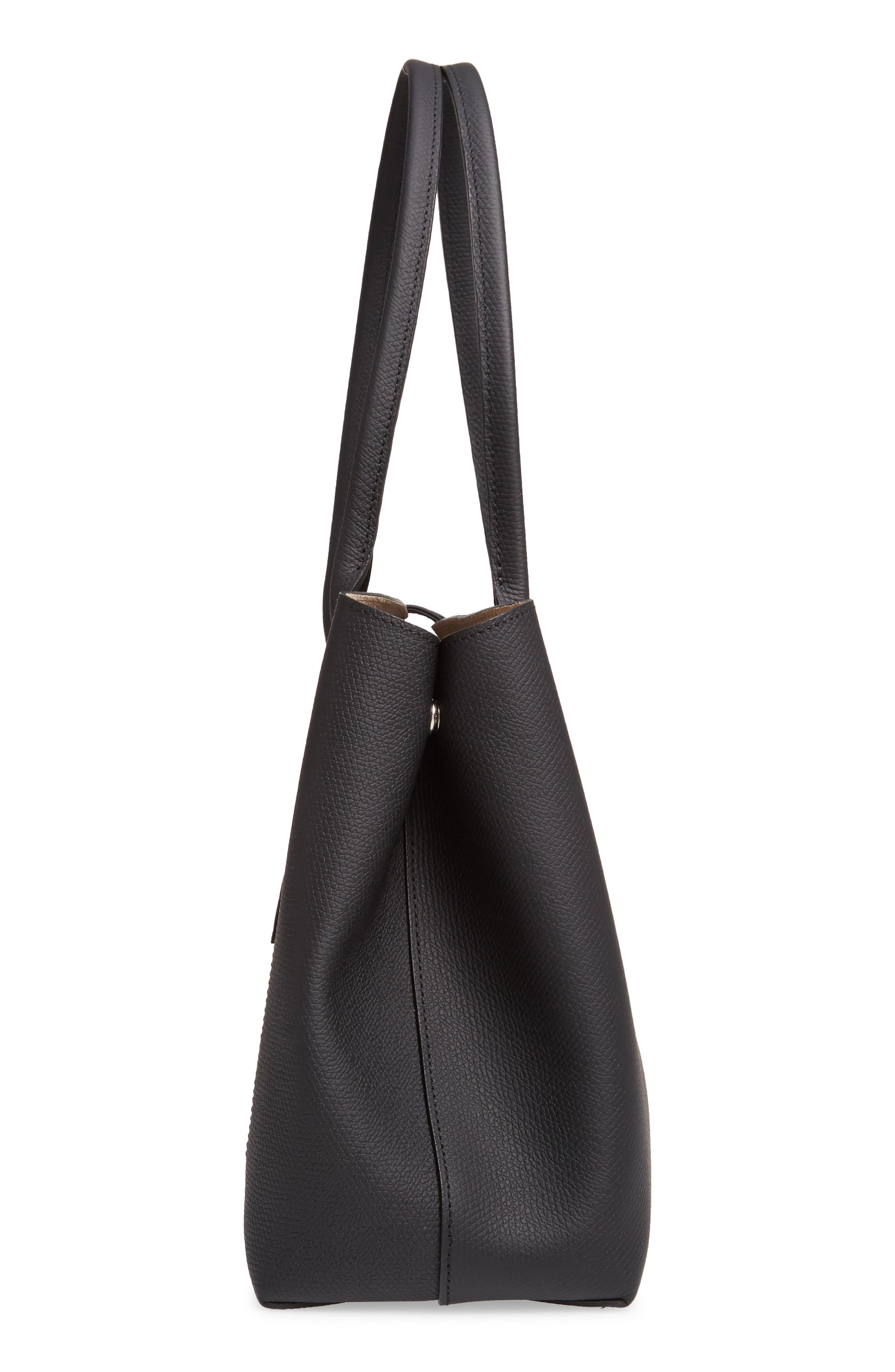Roseau Leather Shoulder Tote, Alternate, color, BLACK
