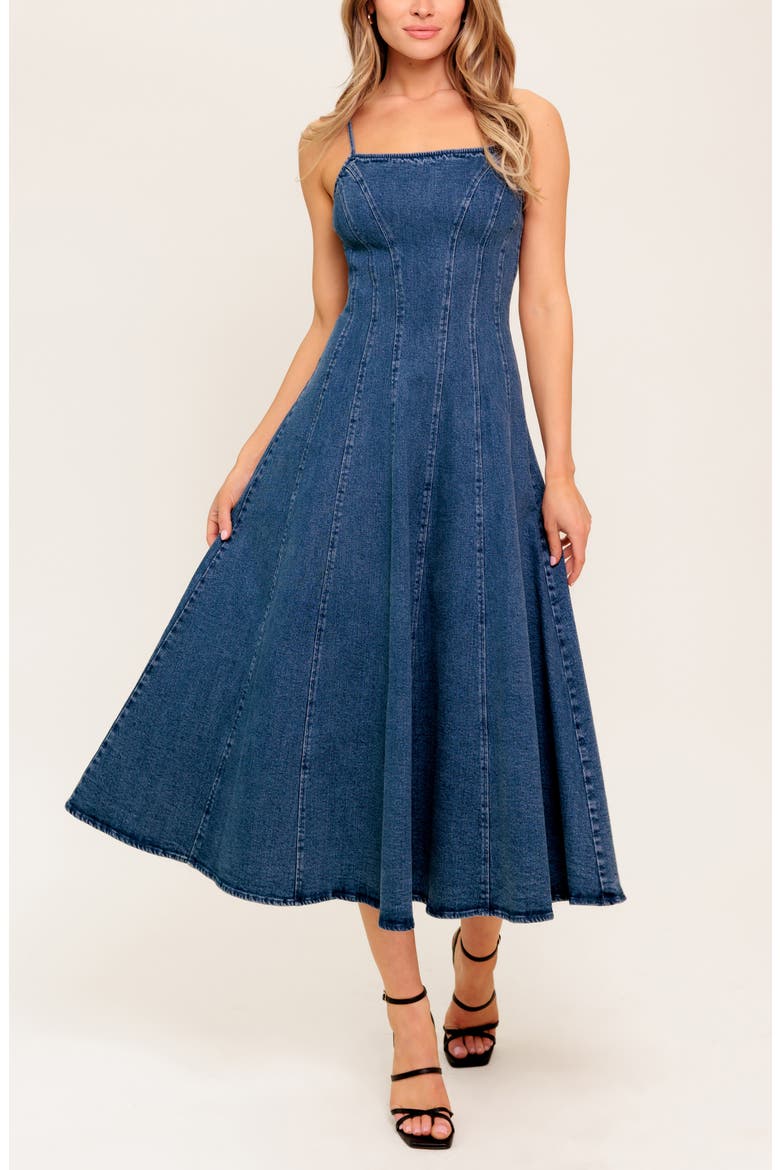 Denim Midi Dress, Alternate, color, MEDIUM INDIGO