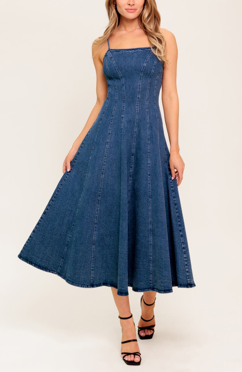 FLYING TOMATO Denim Midi Dress, Alternate, color,