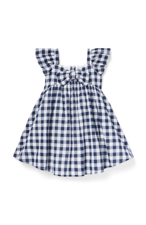Janie And Jack Gingham Bow Dress In Blue