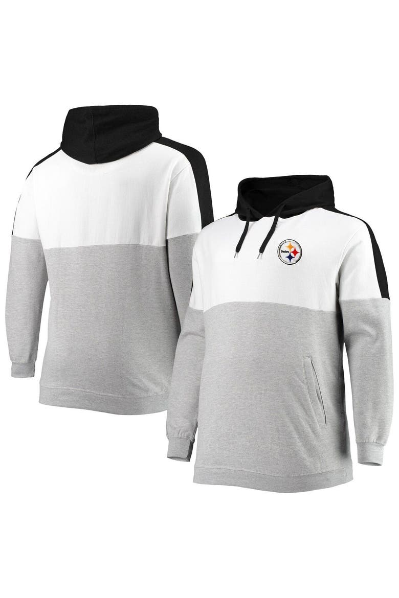 Men's Black/Heathered Gray Pittsburgh Steelers Big & Tall Team Logo Pullover Hoodie, Main, color, Black