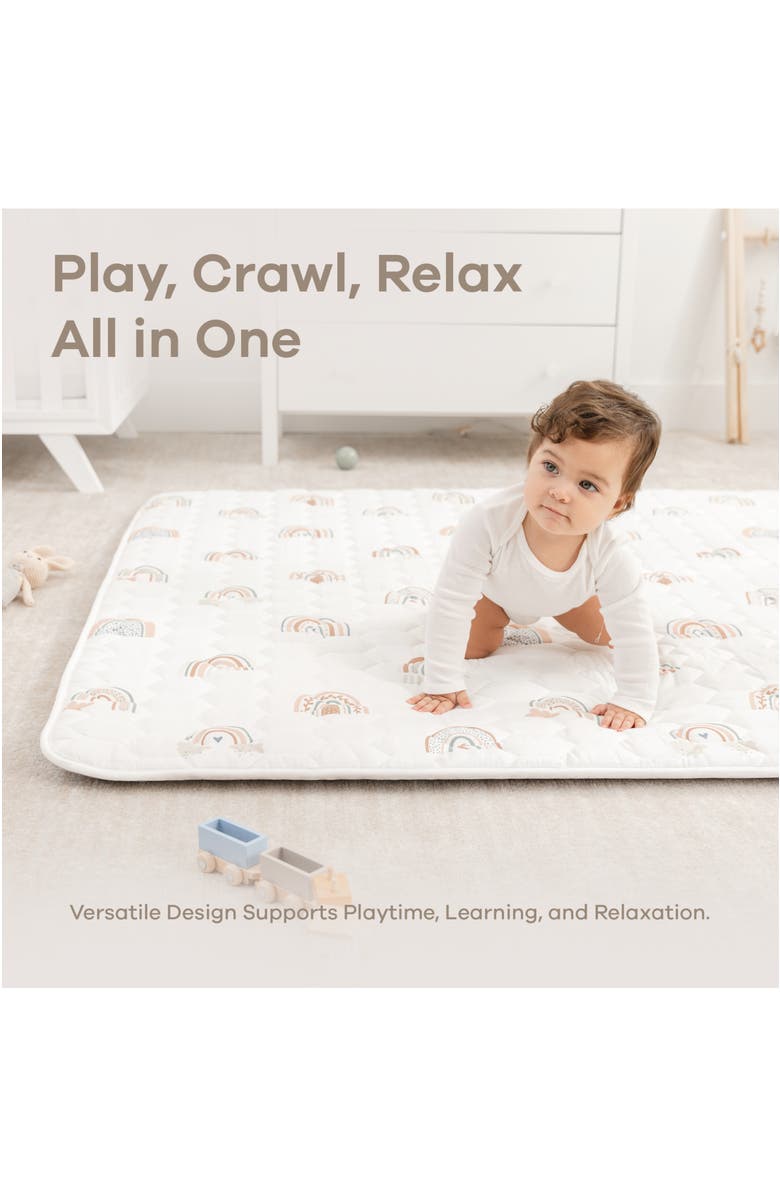 Comfy Cubs Premium Play Mat with Non-Slip Bottom, Square, Alternate, color, Rainbow