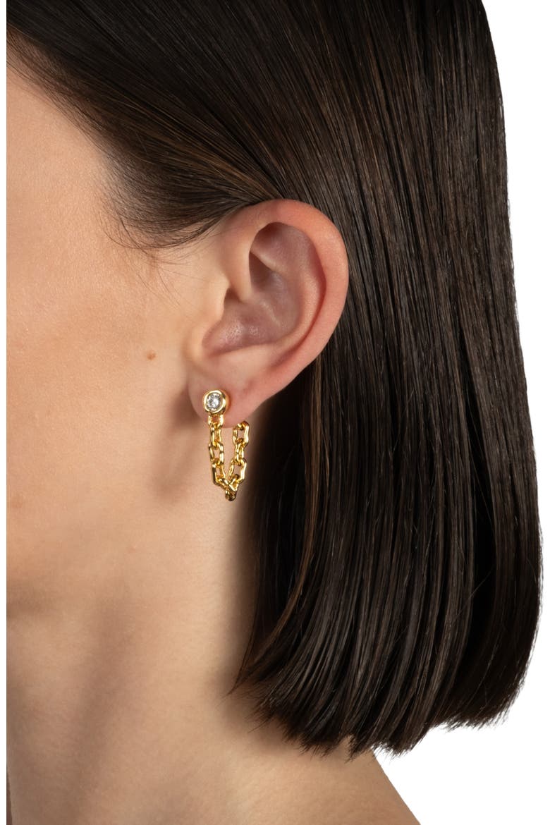 Asterales Link Cubic Zirconia Drop Earrings, Alternate, color, GOLD STONES