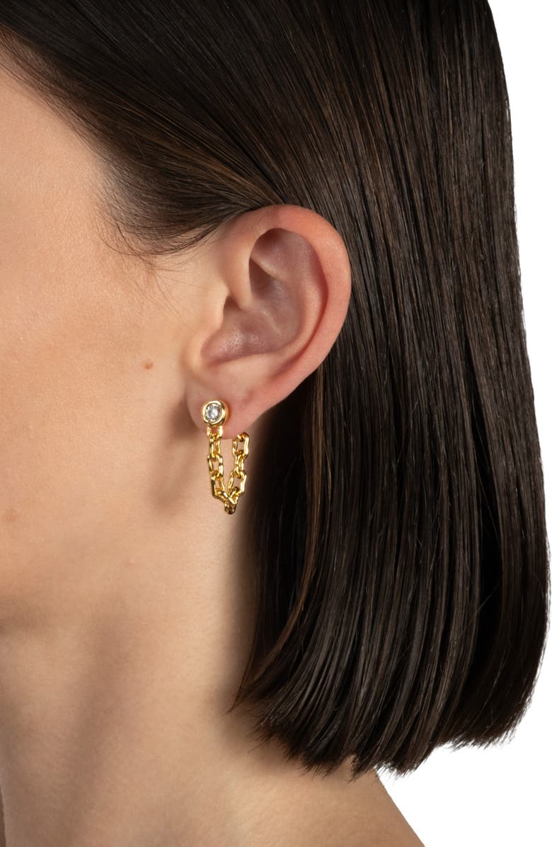 Alexis Bittar Asterales Link Cubic Zirconia Drop Earrings, Alternate, color, Gold Stones