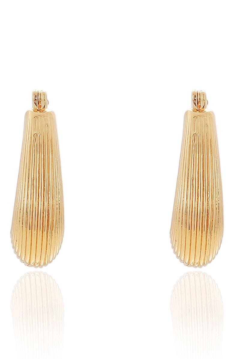 Ettika Chunky Ribbed Hoop Earrings, Alternate, color, Gold