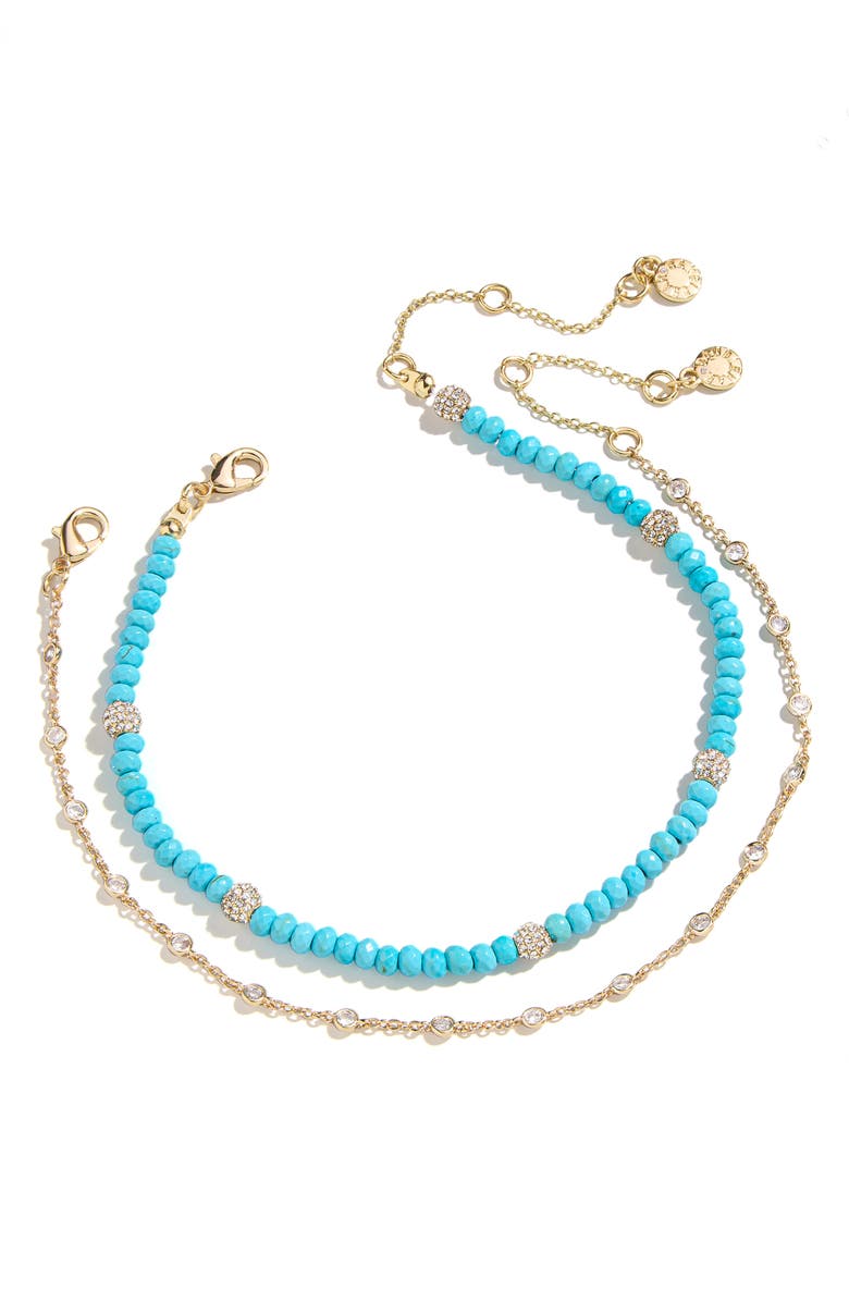 BaubleBar Irina Set of 2 Semiprecious Stone Anklets, Alternate, color,