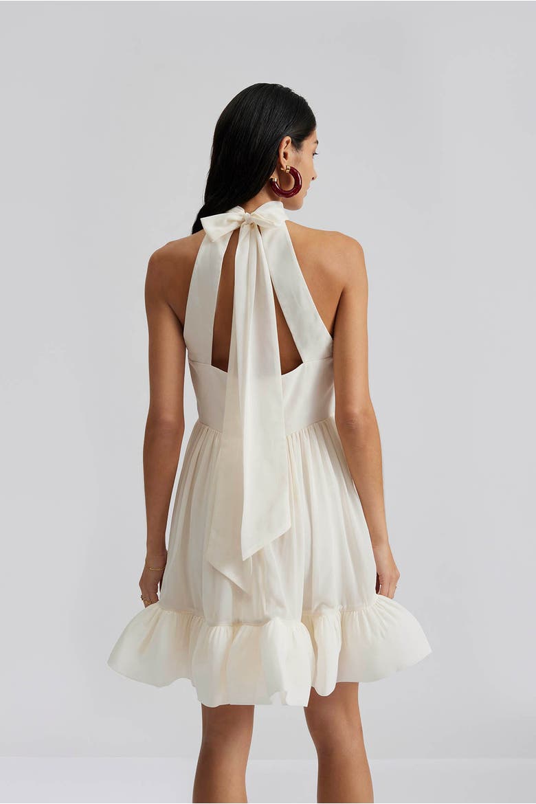Fern Halterneck Ruffled Mini Dress, Alternate, color, White