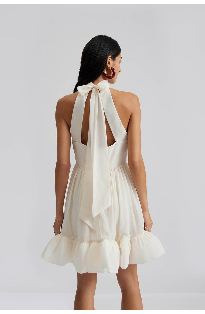 Malina Fern Halterneck Ruffled Mini Dress, Alternate, color, White