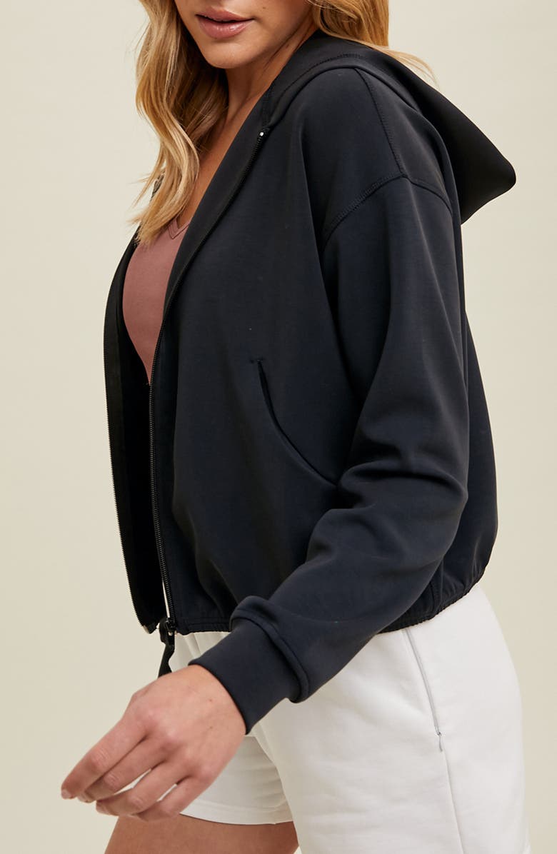 WISHLIST Active Relaxed Crop Zip Hoodie, Alternate, color, Charcoal