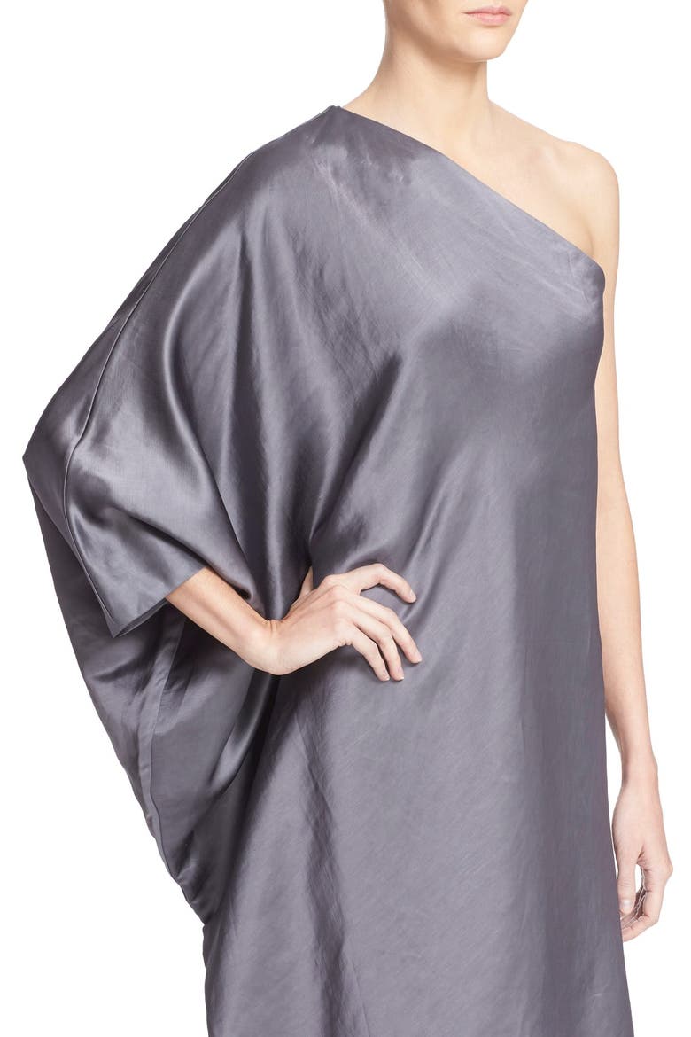 'Triptych' One-Shoulder Light Doppio Dress, Alternate, color, SMOKE