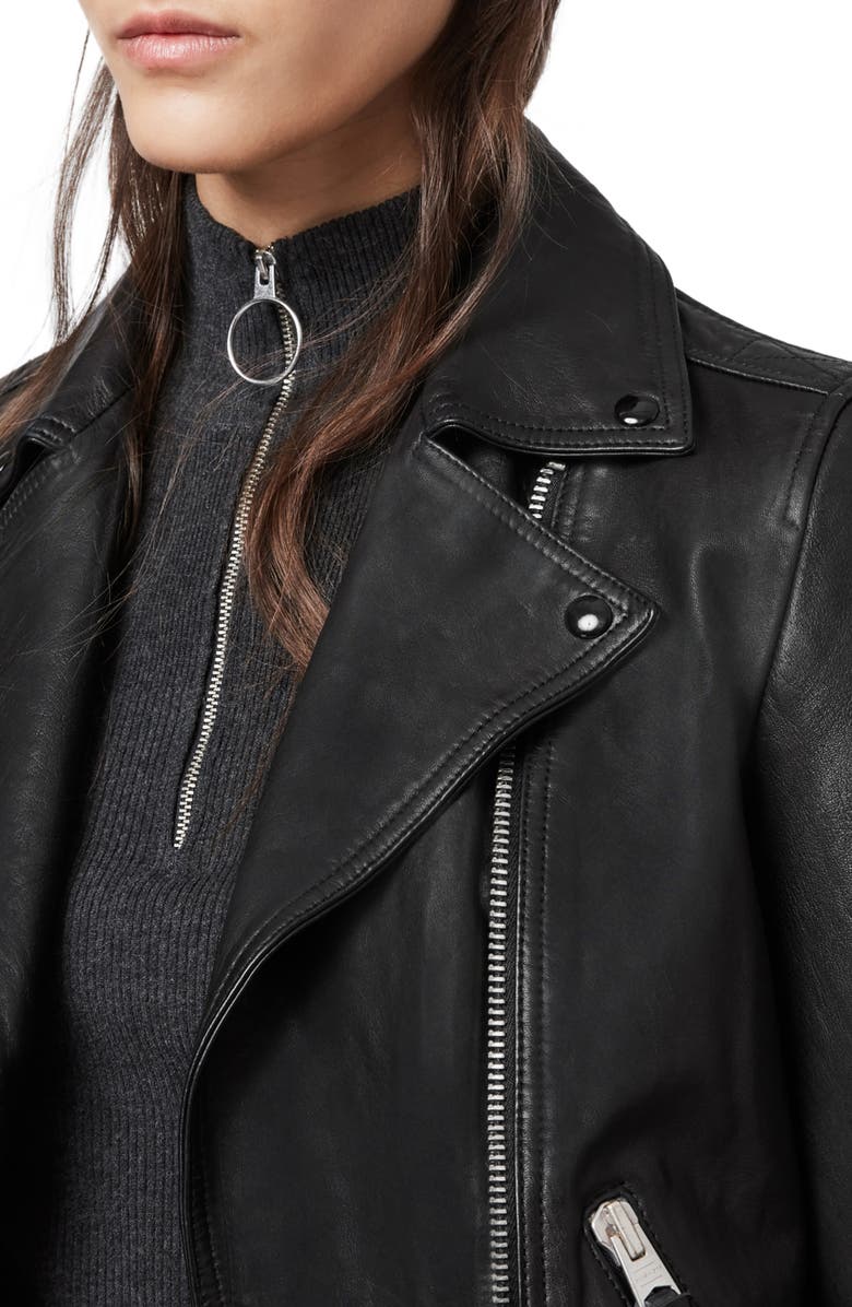 AllSaints Dalby Leather Biker Jacket, Alternate, color,