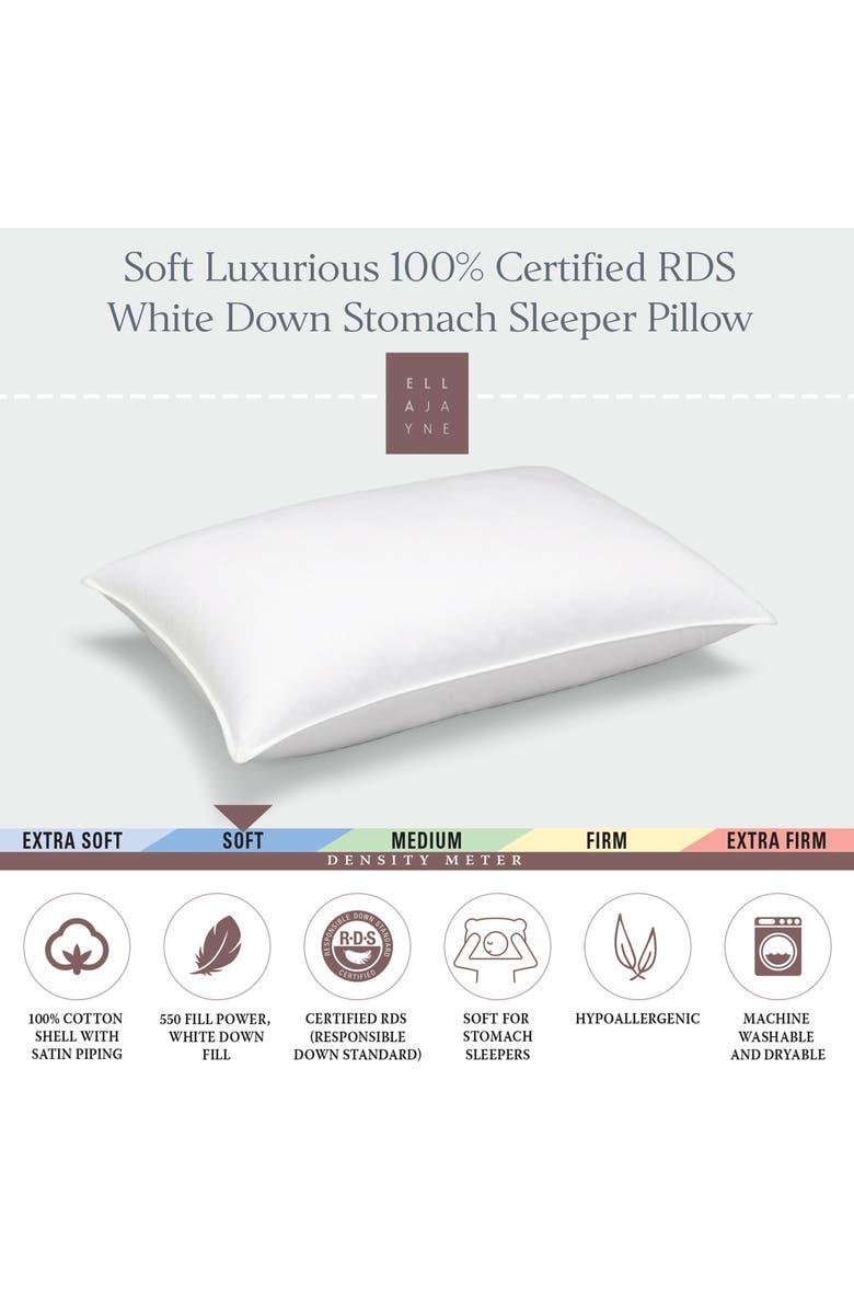 ELLA JAYNE HOME White Down 100% Certified RDS Soft Stomach Sleeper Pillow, Alternate, color, White