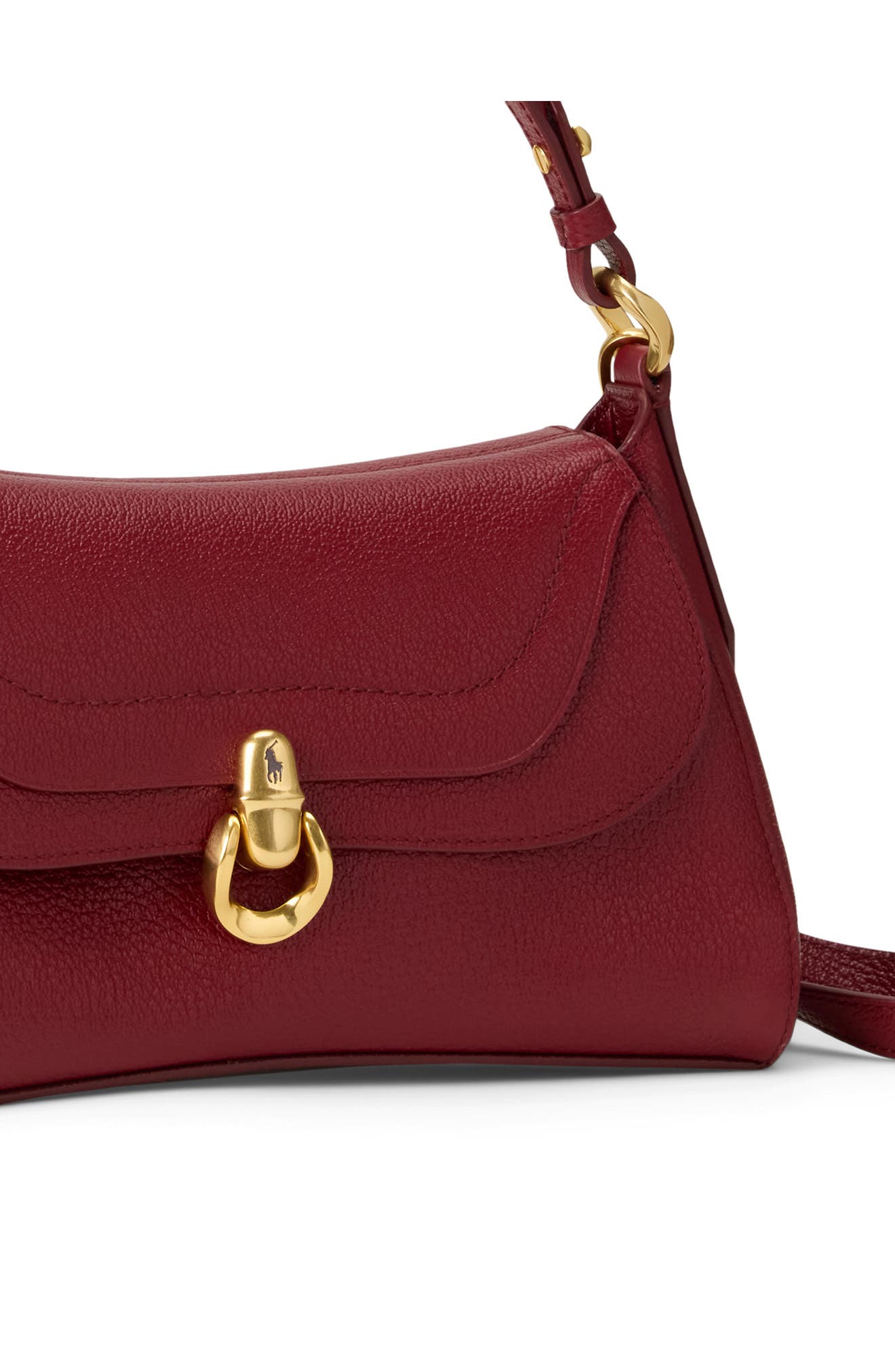 Polo ID Leather Shoulder Bag, Alternate, color, CURRANT