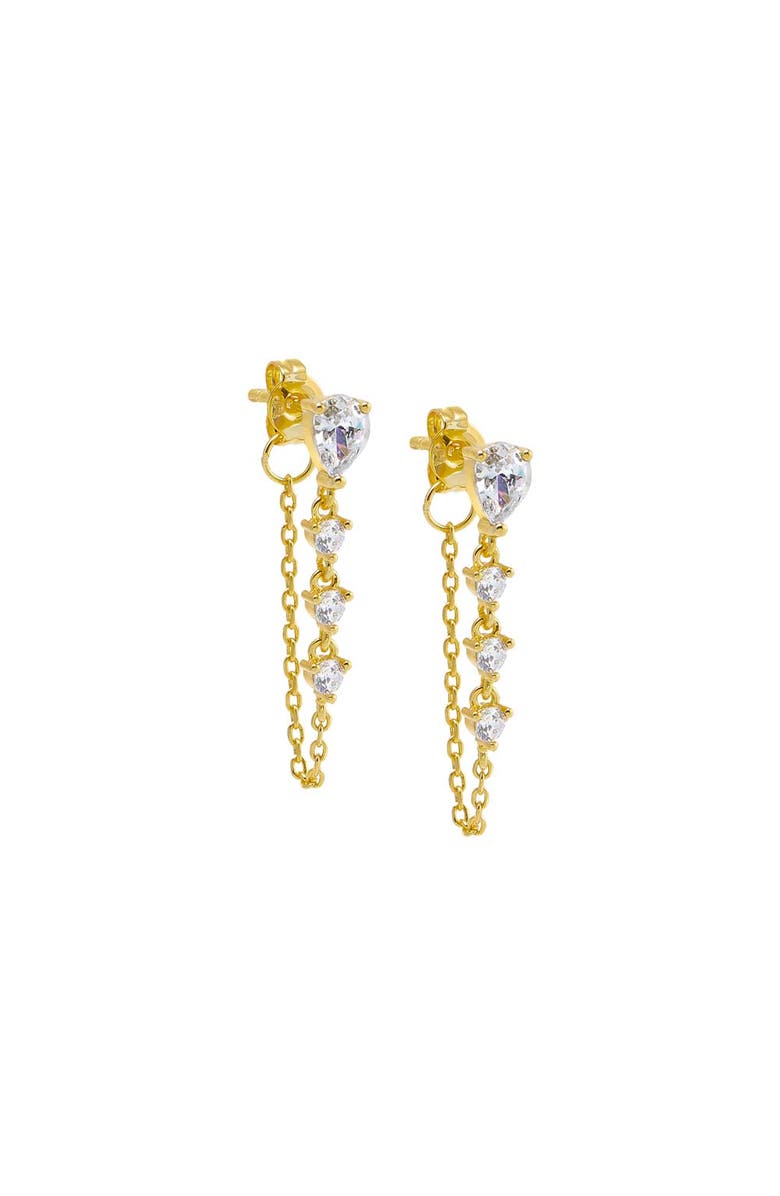 BY ADINA EDEN Multi CZ Stone Front Back Chain Stud Earring, Main, color, 