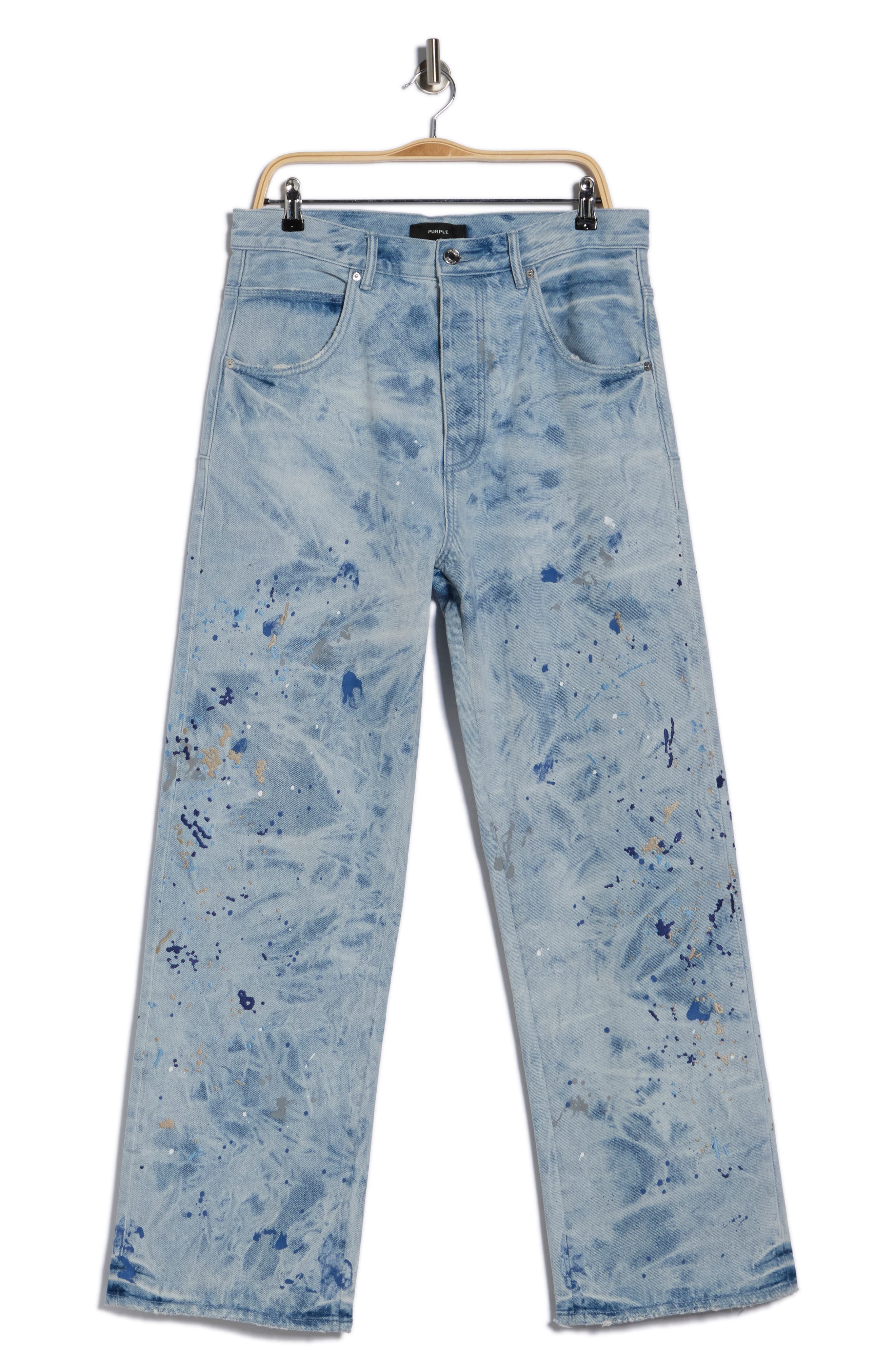 PURPLE BRAND Bleach Paint Embroidery Jeans