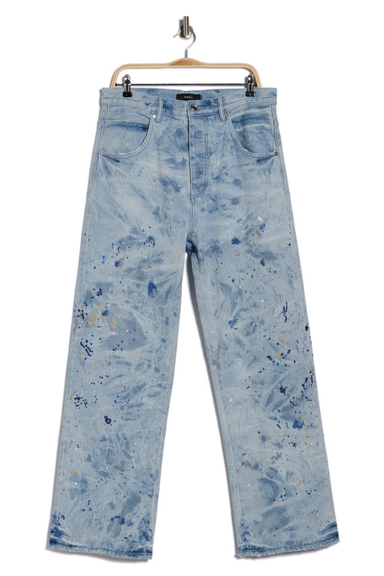 Bleach Paint Embroidery Jeans, Alternate, color, LIGHT INDIGO