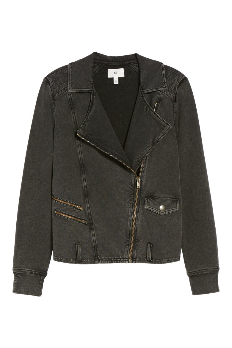 Knit Moto Jacket, Alternate, color, BLACK