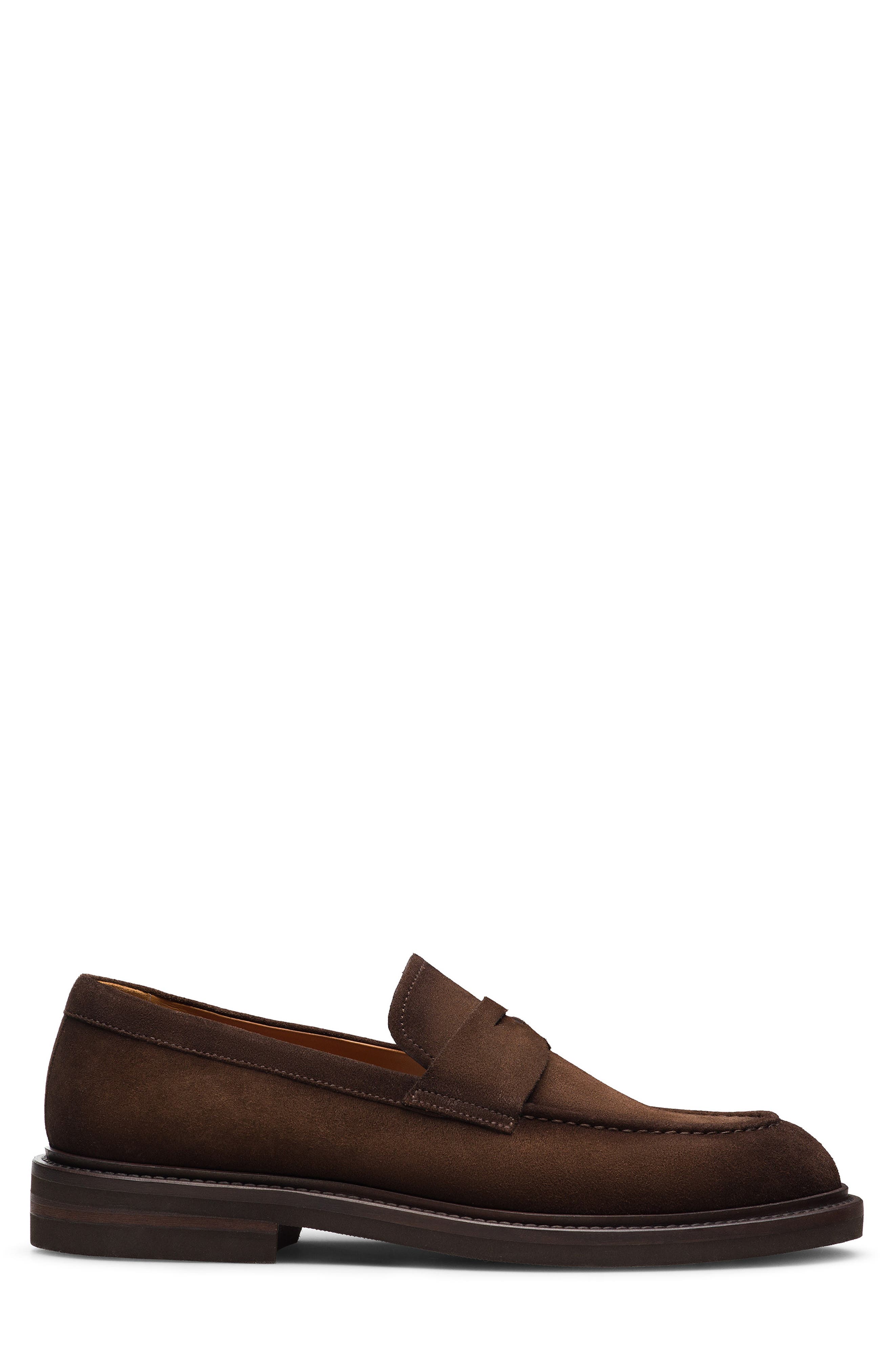 Barretta Suede Penny Loafer, Alternate, color, MIDBROWN SUEDE