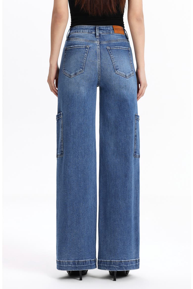 High Waist Wide Leg Cargo Jeans, Alternate, color, MEDIUM BLUE