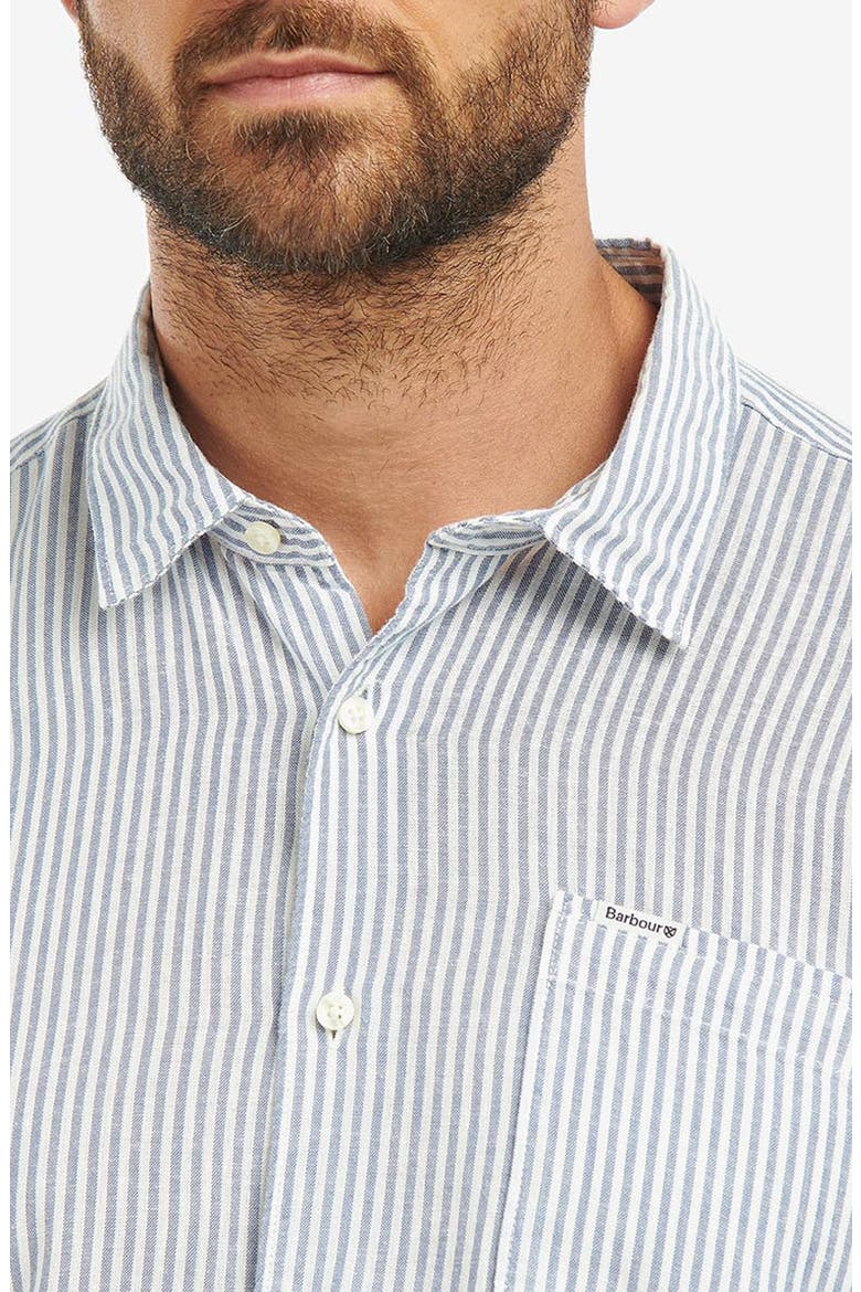 Deerpark Stripe Short Sleeve Cotton Button-Up Shirt, Alternate, color, NAVY