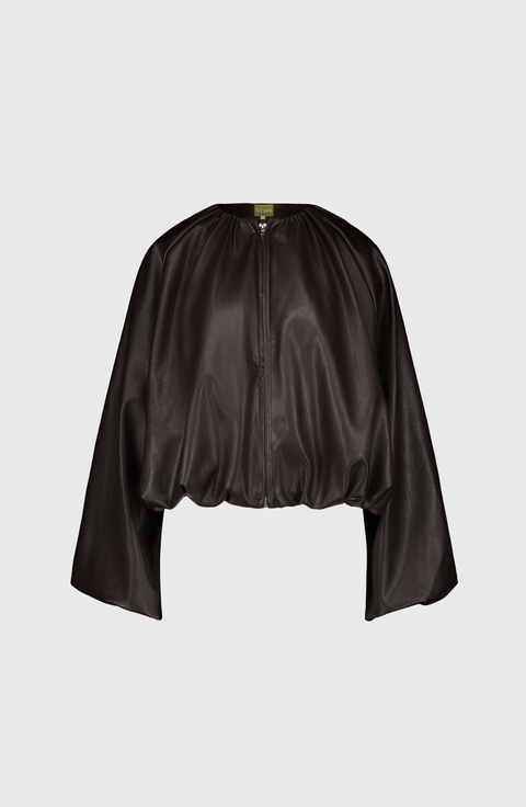 Edda Faux Leather Bomber Jacket