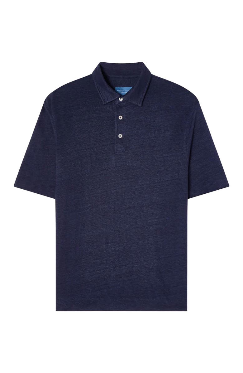 Robert Talbott Taylor Linen Jersey Polo, Alternate, color, Navy