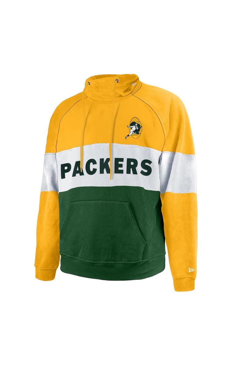 New Era Men's New Era Green Green Bay Packers Big & Tall Throwback Colorblock Pullover Hoodie, Alternate, color, Green