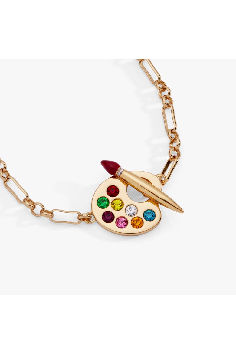 Artist Palette & Paint Brush Toggle Necklace, Alternate, color, Gold