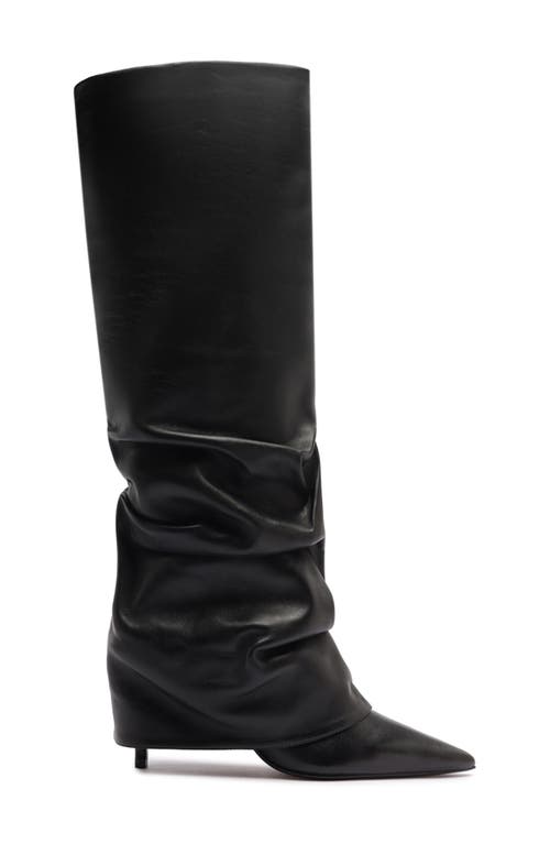 Schutz Mikki Up Cloak Pointed Toe Knee High Boot In Black