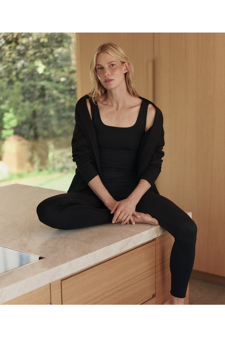 On The Go-To Square Neck Tank Made With Organic Cotton, Alternate, color, Black