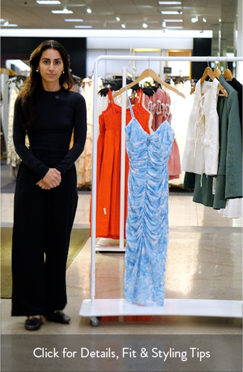 Palmero Floral Print Ruched Sleeveless Maxi Dress, sales video thumbnail