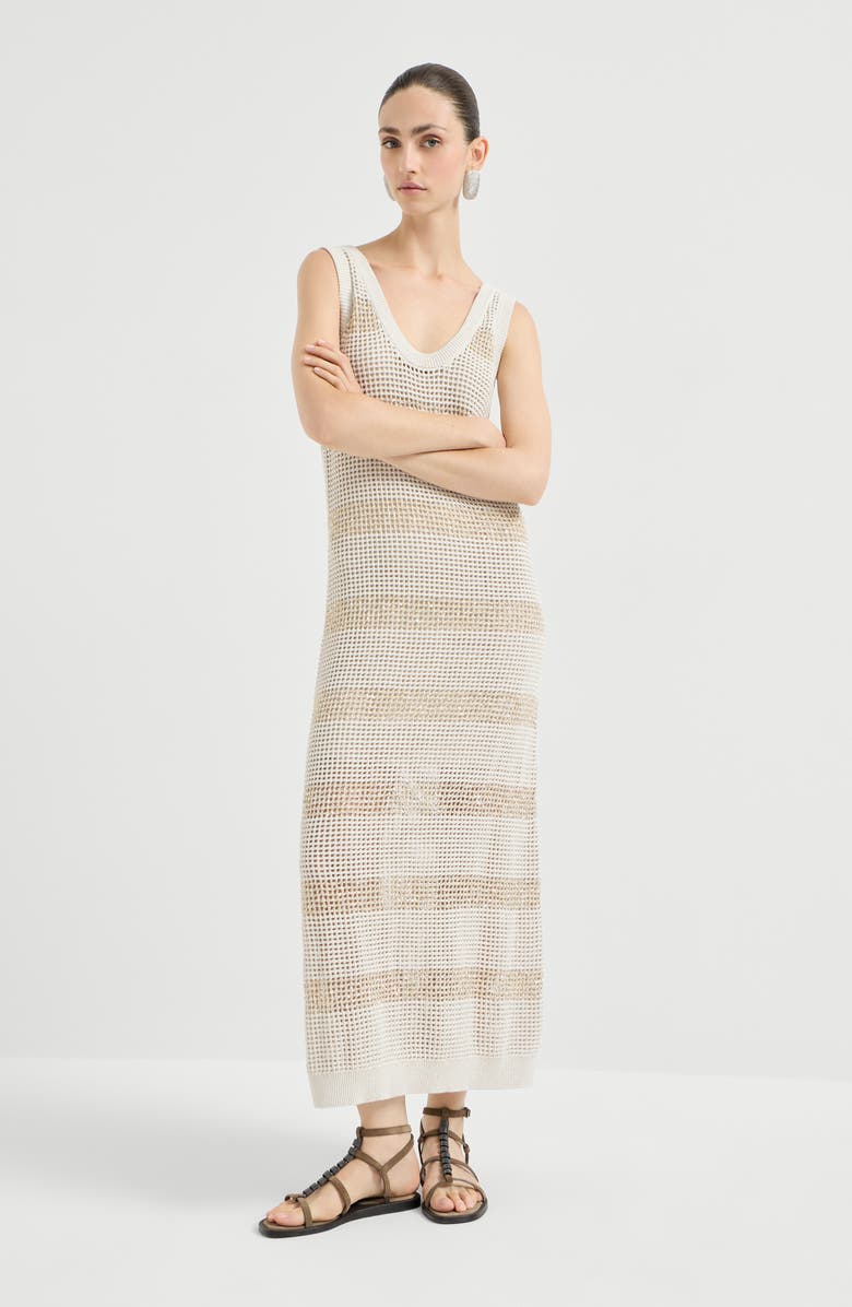 Brunello Cucinelli Dress with dazzling stripes, Alternate, color, Oat