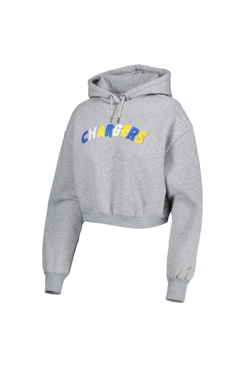 Women's The Wild Collective Gray Los Angeles Chargers Cropped Pullover Hoodie, Alternate, color, Gray
