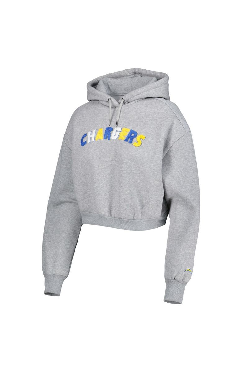 THE WILD COLLECTIVE Women's The Wild Collective Gray Los Angeles Chargers Cropped Pullover Hoodie, Alternate, color, Gray
