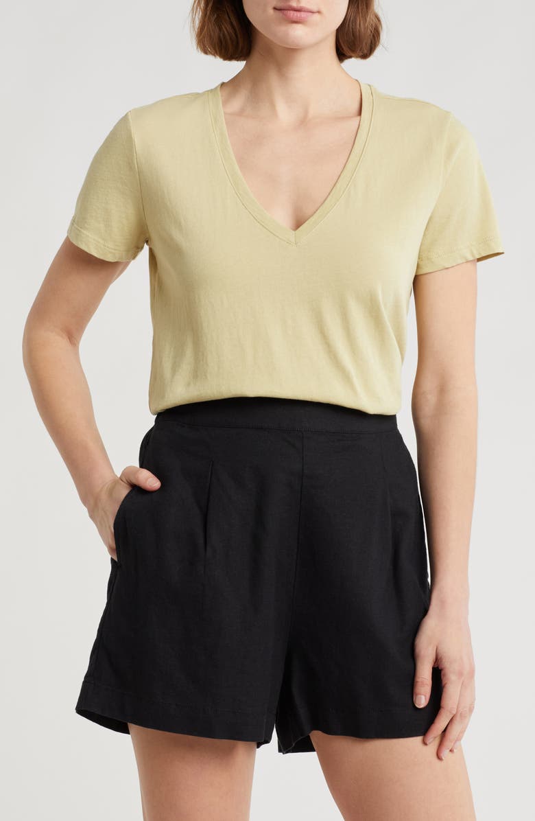 Madewell Softfade V-Neck Tee, Main, color, Pale Lichen