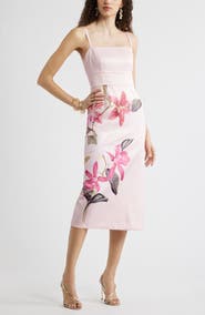 Chelsea28 Square Neck Column Cocktail Dress