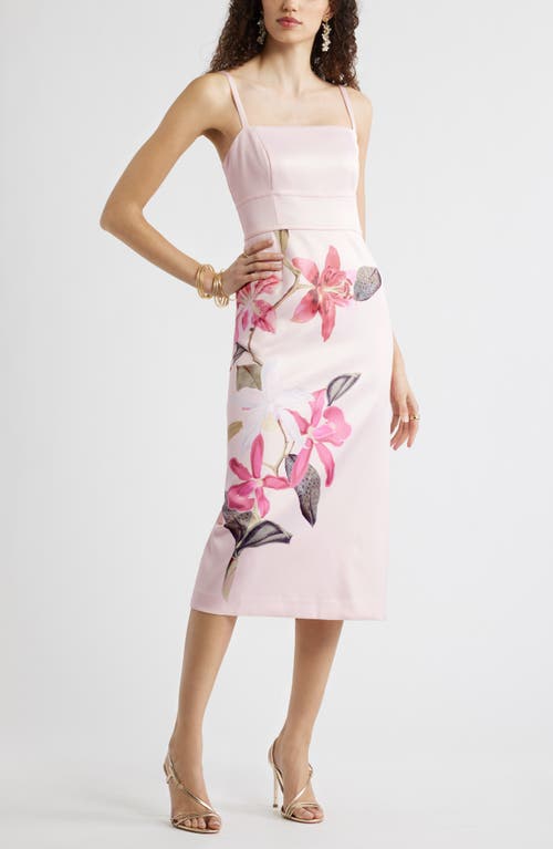 Chelsea28 Square Neck Column Cocktail Dress in Pink Marina Floral at Nordstrom, Size X-Small